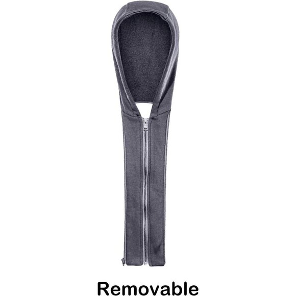 Mens Black HOOD CREW Faux Leather Motorcycle Bomber Jacket Removable Hood - Picture 6 of 6